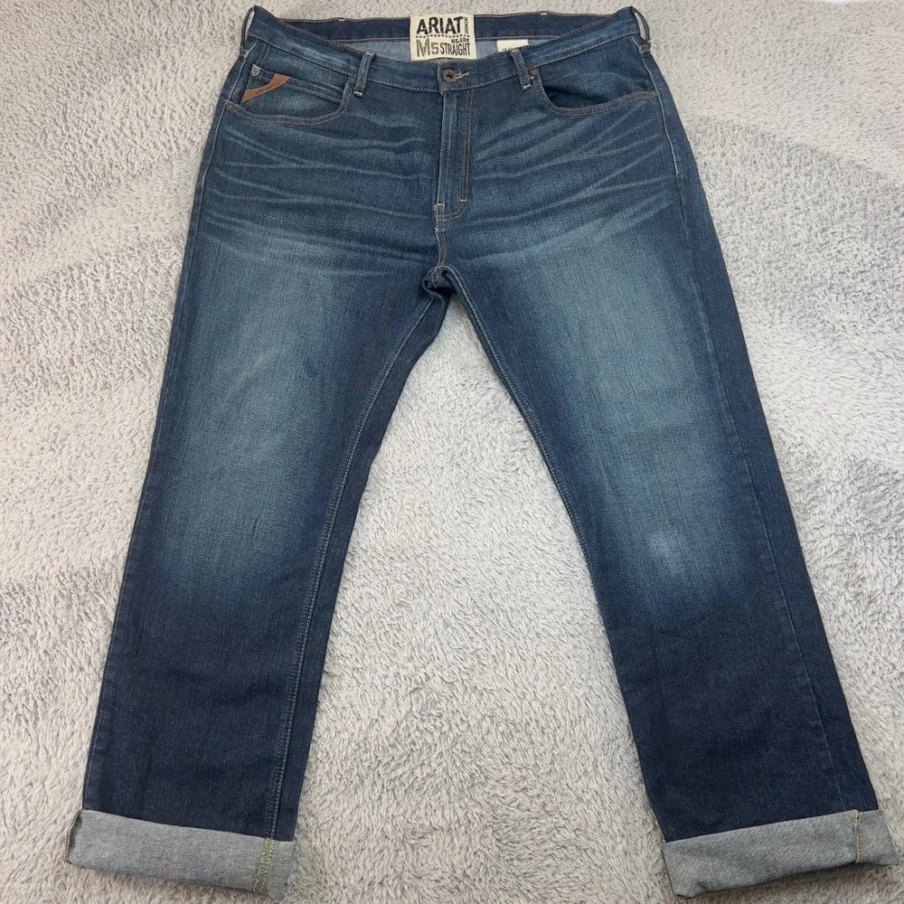 Ariat M5 Slim Straight Durham Jeans Mens 40x34 Dark‎ Wash Stretch Denim 10022784